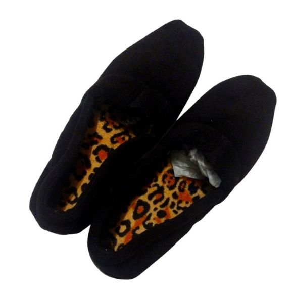 Black DearFoams House Shoe NWOT Size 7 8 Full Coverage Loafer Style Dearfoam - Picture 1 of 4